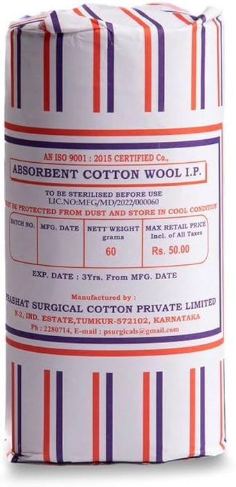 Prabhat Surgical Cotton 60g ( 4 Packs )