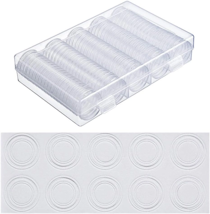 120PCS 19/20/22.5/25/27/30mm Clear Round Capsules With Storage Box