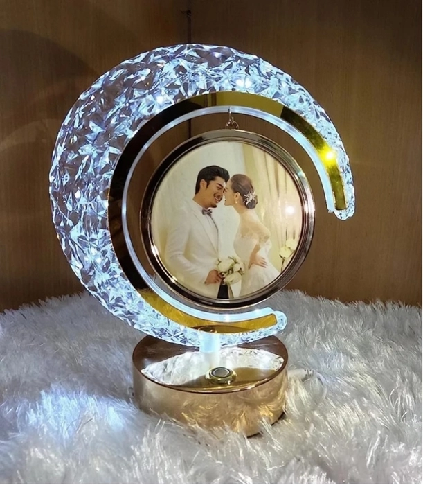 Crystal LED Half Moon Heart Photo Frame