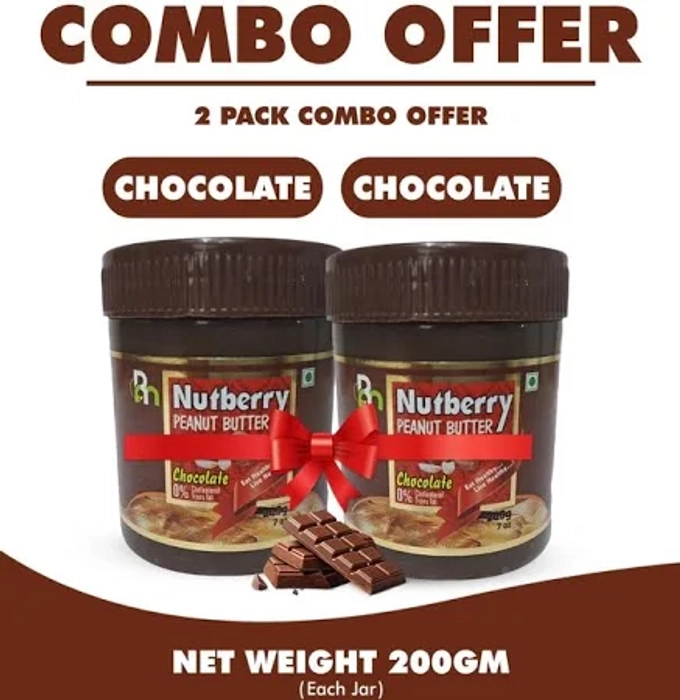 NUTBERRY  200GM CHOCOLATE CREAMY SUPER COMBO PACK OF 6PC, NET WT 1.2KG PEANUT BUTTER