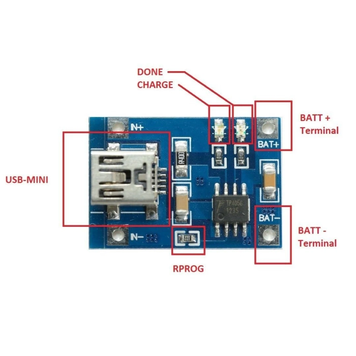 TP4056 1A Li-ion lithium Battery Charging Module Mini USB