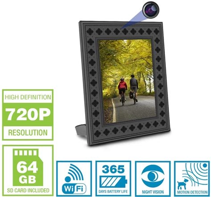 Hidden Spy Camera WiFi Photo Frame 720P HD Home Security Camera