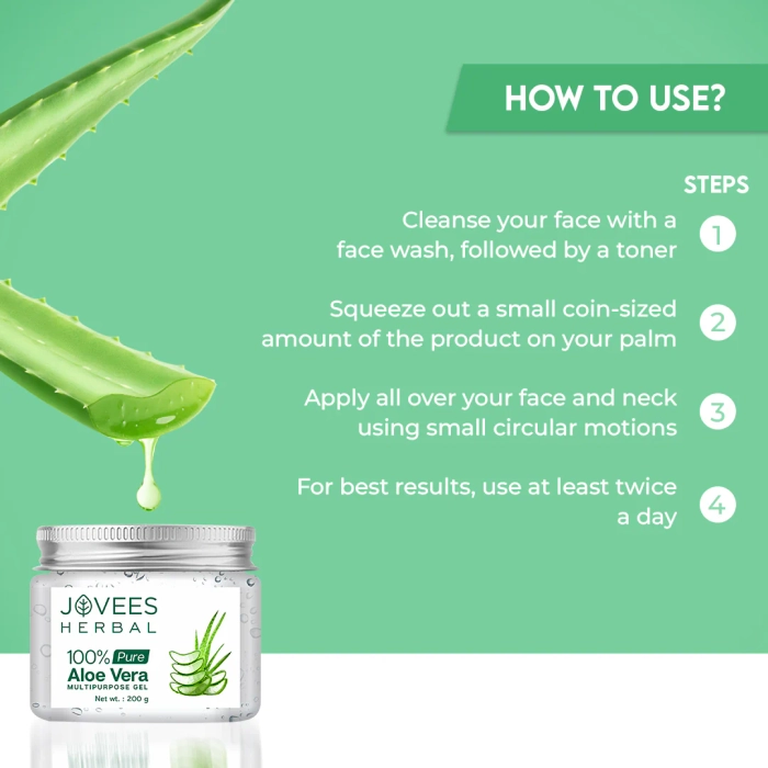 Jovees 100% Pure Aloe Vera Multipurpose Gel | For Face, Skin & Hair