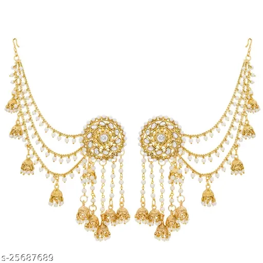 Latest New Allure Gold Plated Bahubali Long Chain Jhumka Earrings for Women