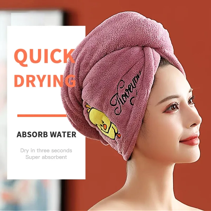 HAIR DRYING TOWEL MICROFIBER HAIR TOWEL WRAP WITH BUTTONS