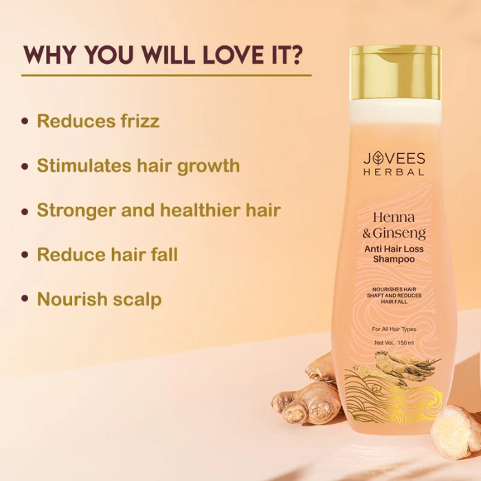 Jovees Henna & Ginseng Anti Hair Loss Shampoo | Promotes Hair Growth