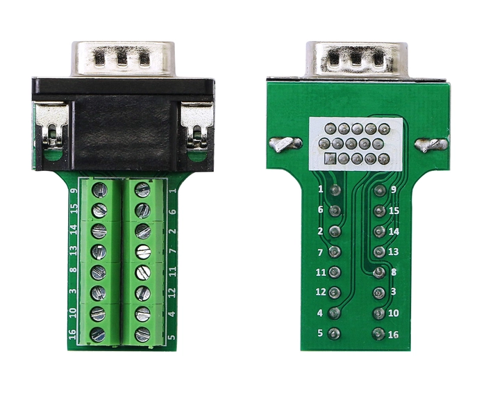 DB15 Solderless Male RS232 D-SUB Serial Adapter, 15 pin