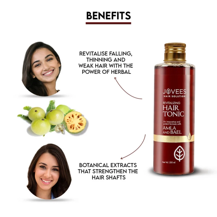 Jovees Revitalising Amla & Bael Hair Tonic | Long, Strong & Thick Hair