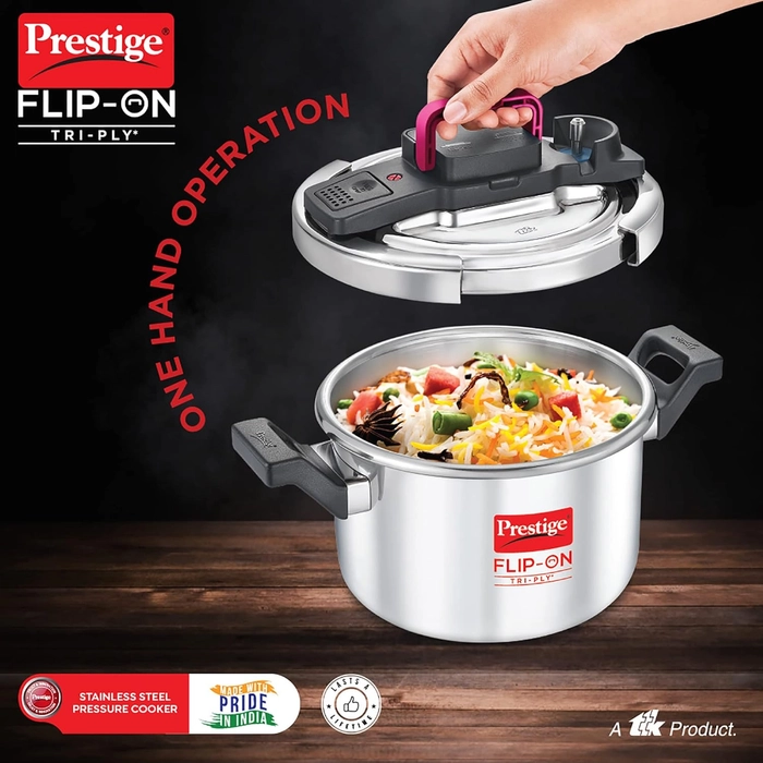 Buy Prestige Svachh Flip-on Stainless Steel Spillage Control Pressure Cooker  with Glass Lid, (Silver) Online