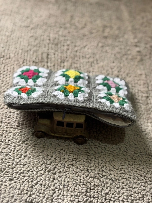 Rainbow Crochet Hand Pouch Small