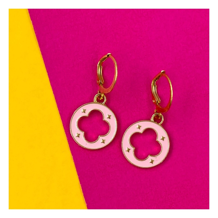 Pink circle cut-out earrings