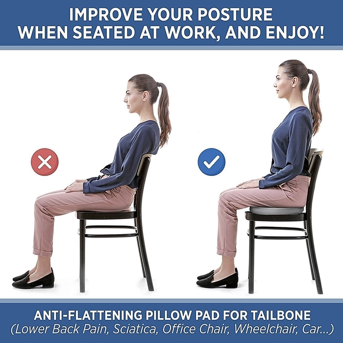 Orthopedic Seat Cushion with Ergonomic and Comfortable Design I healthy posture and comfortable sitting | High Density Memory Foam Cushion |