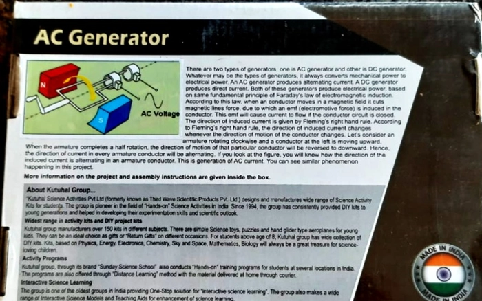 AC Generator | Science DIY Project Kit | Learn Energy Conservation | For Age 12+