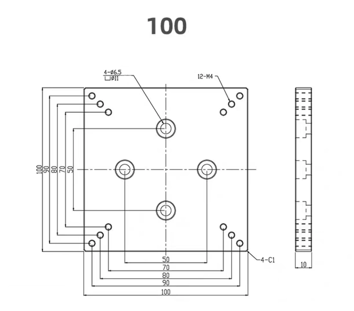 Connecting Plate M4 TO M6 (100mm X 100 mm)