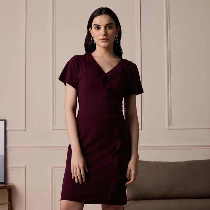 Buy The Burgundy Teresa Dress Online Dresses New Collection