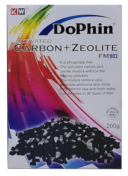 DoPhin FM903 Activated Carbon + Zeolite for Filtration | Aquarium Filter Media - 200g