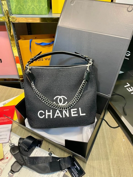 Chanel Large Hobo Bag with Chain Detail