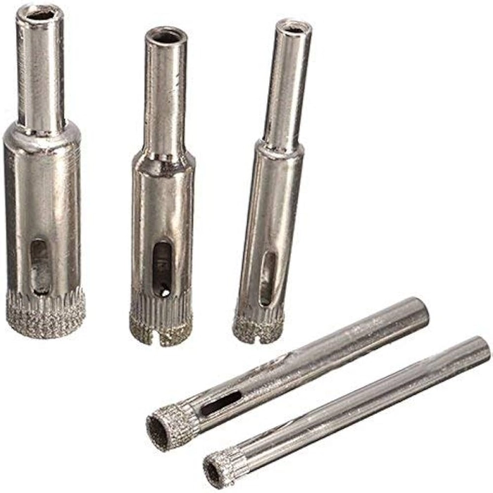 Diamond Coated Core Hole Saw Drill Bit Tools for Tiles Marble Glass (5mm 6mm 8mm 10mm 12mm) - Set of 5