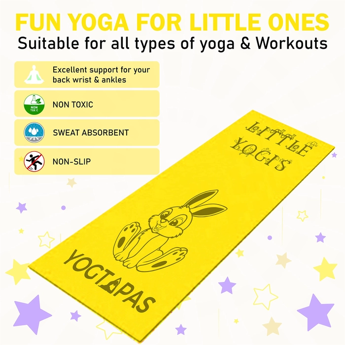 Yogtapas Rabbit yoga mat for kids yellow