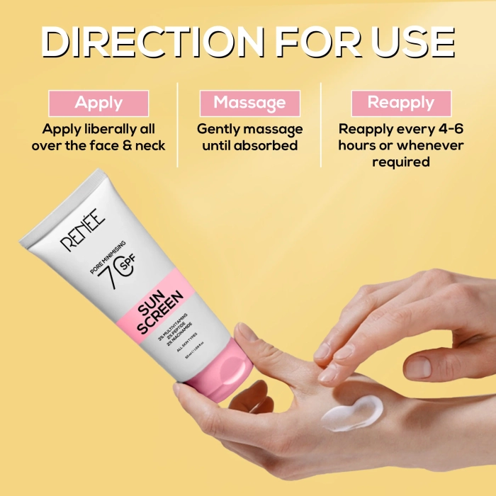 RENEE Pore Minimising Sunscreen SPF 70 with 3% multivitamins, 2% Peptides and 2% Niacinamide