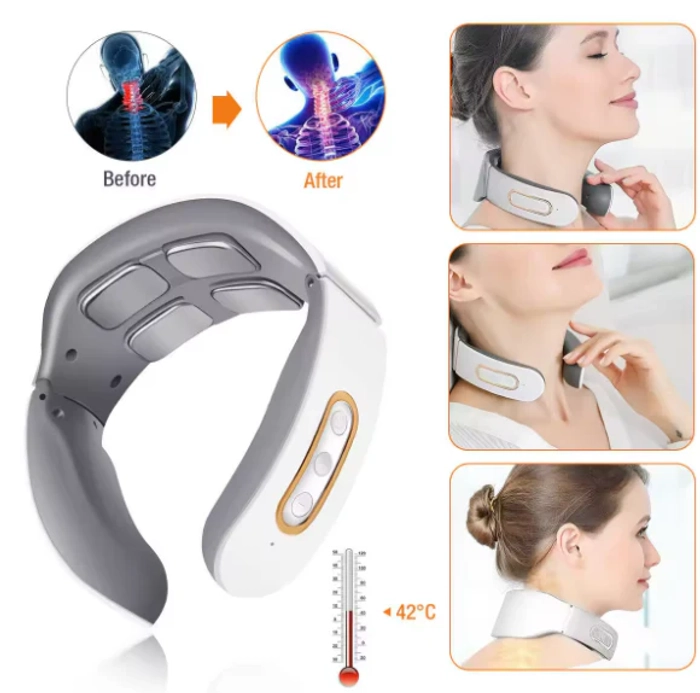 4 HEADS NECK MASSAGER WITH HEAT, RECHARGEABLE, PAIN RELIEF