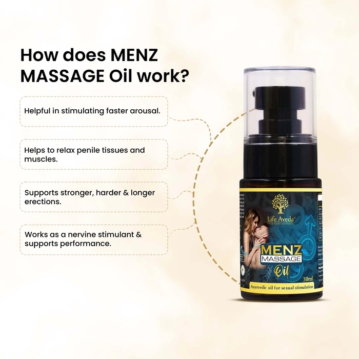 Life Aveda Menz Massage Oil - For Strength | Stamina | Performance
