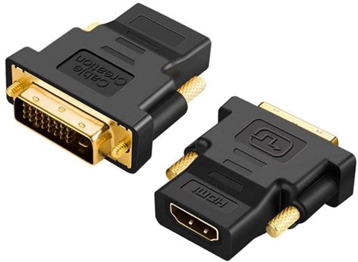 DVI Male to HDMI Female Adapter Bi-Directional DVI-D Port Converter