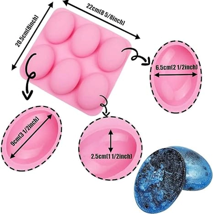 6 Cavity Non Stick Egg Shape Soap Mold
