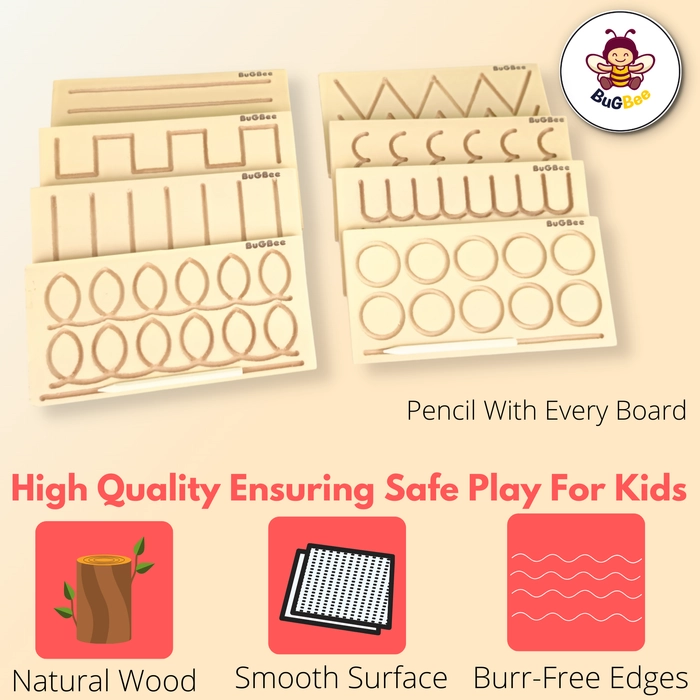 Montessori Pre Writing | Numbers | Print | Cursive | Alphabet Tracing Board  with Wooden Pen