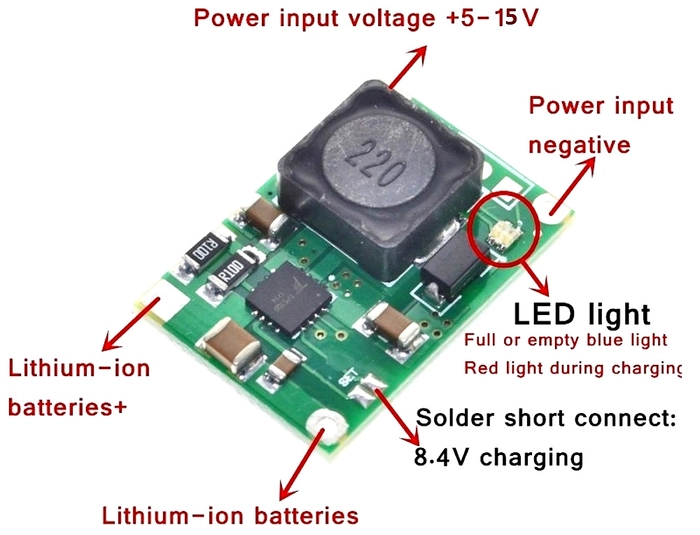 TP5100 4.2v and 8.4v Dual One/Two Battery Protection Board