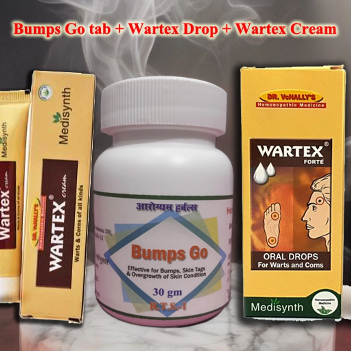 Bumps Go Tab + Wartex Drop + Wartex Cream- Pack pf 3 Medicines