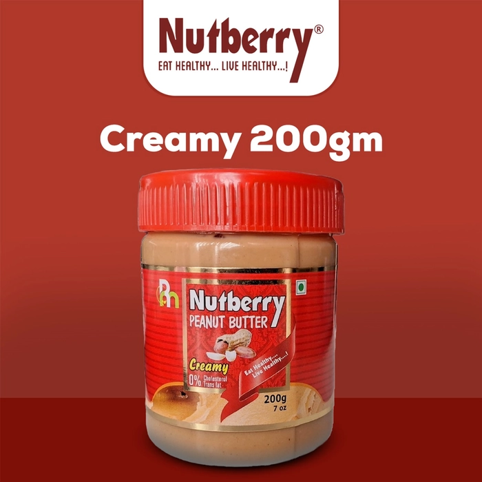 Nutberry Peanut Butter creamy 200gm jar (regular, 200gm) | Vegan | Cholesterol Free | No Hydrogenated Oil | Zero Trans-Fat