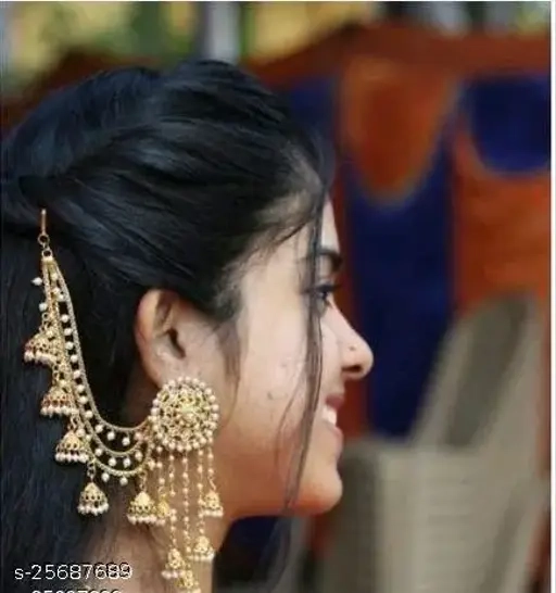 Latest New Allure Gold Plated Bahubali Long Chain Jhumka Earrings for Women