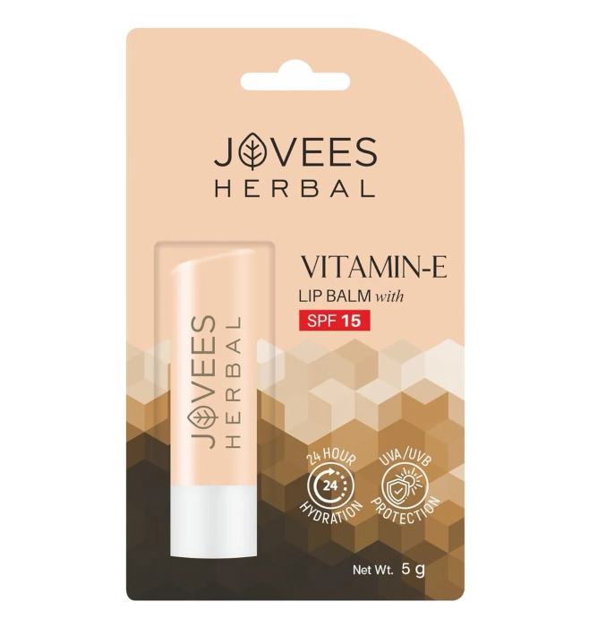 Jovees Vitamin E Lip Balm | SPF 15 | Hydrates and Rejuvenates Dry Lips