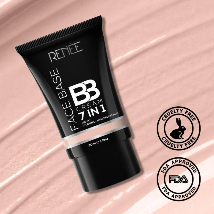 RENEE Face Base 7 in 1 BB Cream with SPF 30, Hyaluronic Acid & Vitamin C