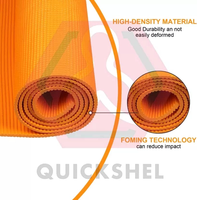 Quick Shel Extra Thick 8mm Thickness Yoga mats Exercise Mat Anti-Skid Water/Dirt Proof Lightweight easy to Carry for home and gym workouts for men women children with Carry Strap (Orange) (2fts x 6fts