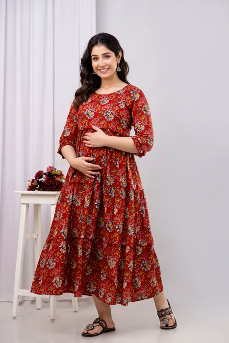 Red Floral Anarkali Maxi Dress – Graceful Ethnic Wear for Every Occasion