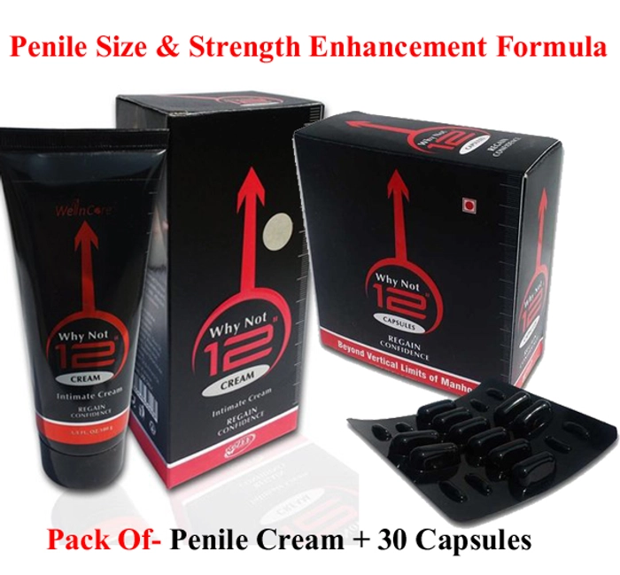 Why Not 12 Cream+ Why Not 12 Capsule -30 Capsules or L Arginine Sachet (combo Kit)