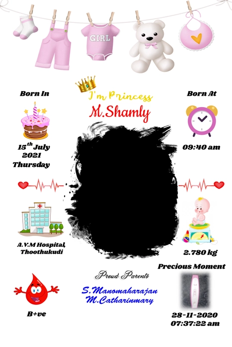 New Baby Born Details A4 Frame