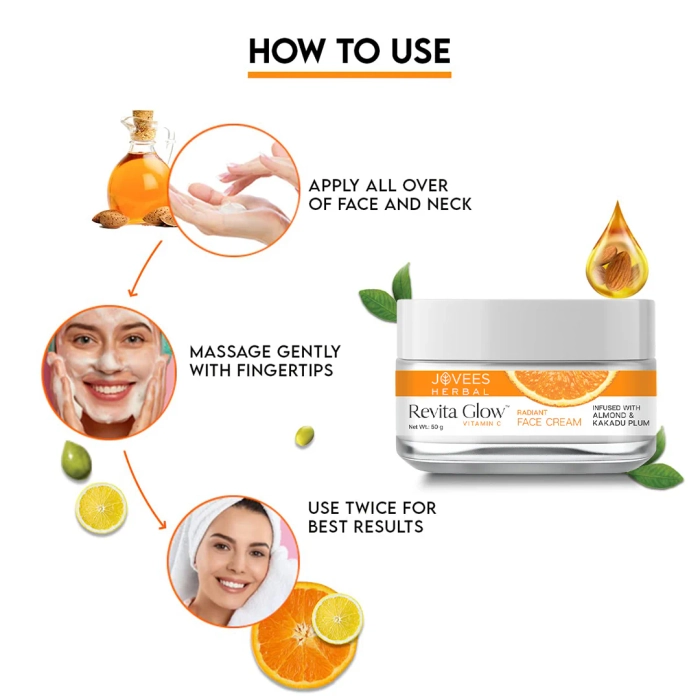 Jovees Revita Glow Vitamin C Cream Infused with Almond & Kakadu Plum