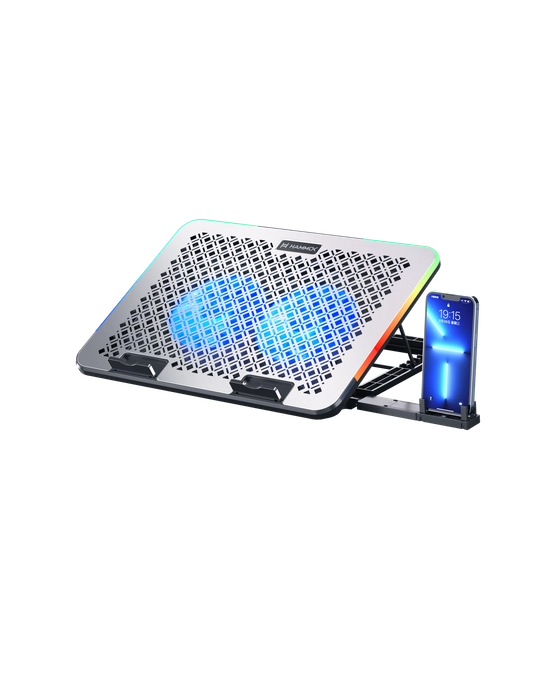 HAMMOK Fantastic RGB Laptop Cooling Pad with Dual Fans & Mobile Stand | Adjustable Height | USB Powered | Supports up to 15.6" Laptop