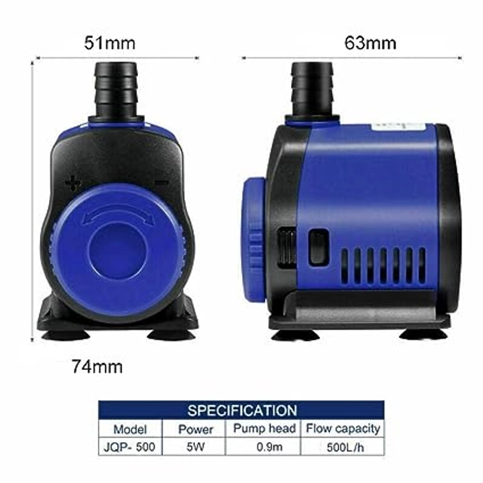 Sunsun JQP-500 Aquarium Submersible Pump Power Head with Bottom Mount Suction (JQP-500 | 5W | 500L/Hr | Lift 1 Meter Height)