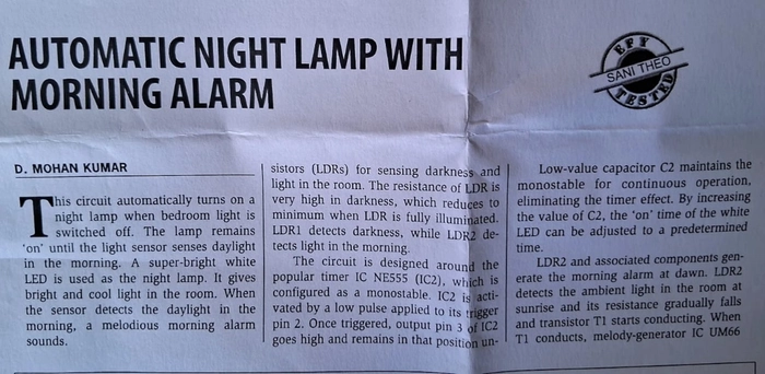 Automatic Night Lamp with Morning Alarm | Electronics DIY Project Kit