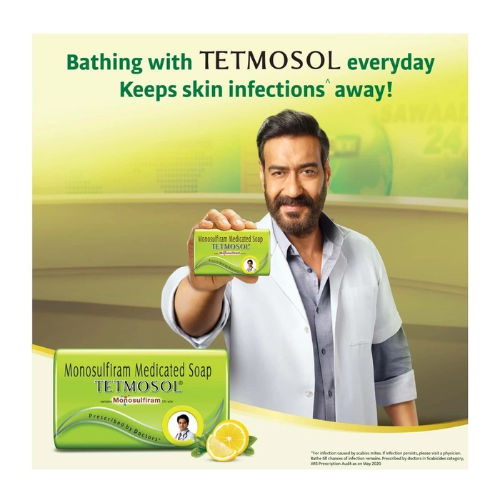 Tetmosol Medicated Soap with 5% Monosulfiram for Skin Infections 100gm