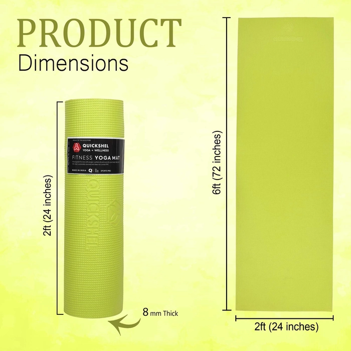 Quick Shel Extra Thick 8mm Thickness Yoga mats Exercise Mat Anti-Skid 8mm thickness Water/Dirt Proof Lightweight easy to Carry for home and gym workouts for men women children with Carry Bag (Green) (