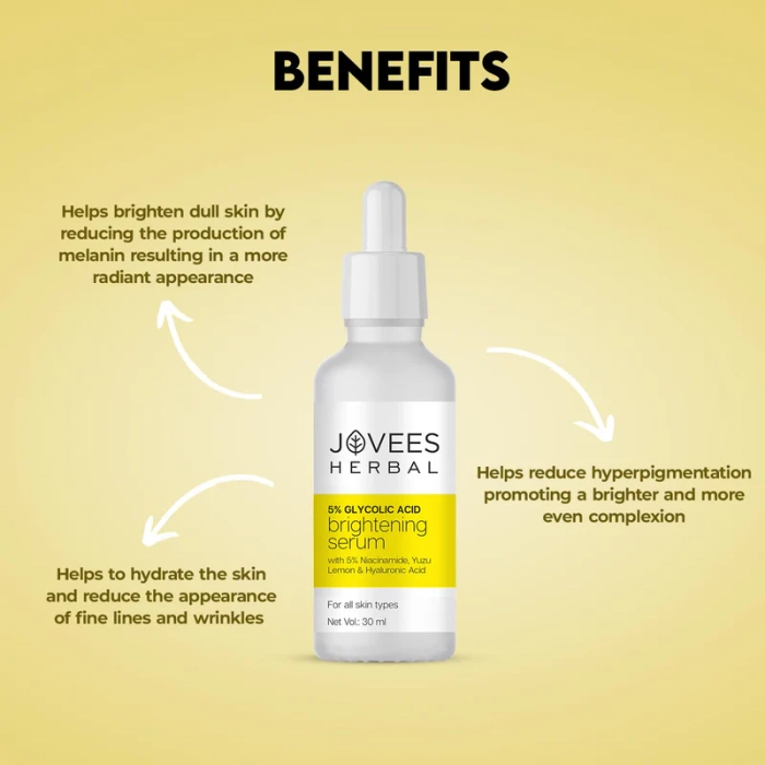 Jovees 5% Glycolic Acid Brightening Skin Serum with 5% Niacinamide