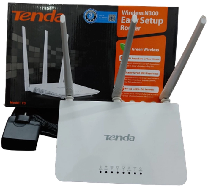 F3 300Mbps Wireless Router with 3 External Antennas - White