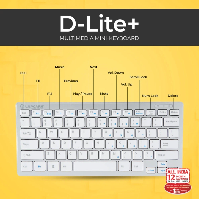 Lapcare Mini Keyboard D-Lite +Silver LMKDS