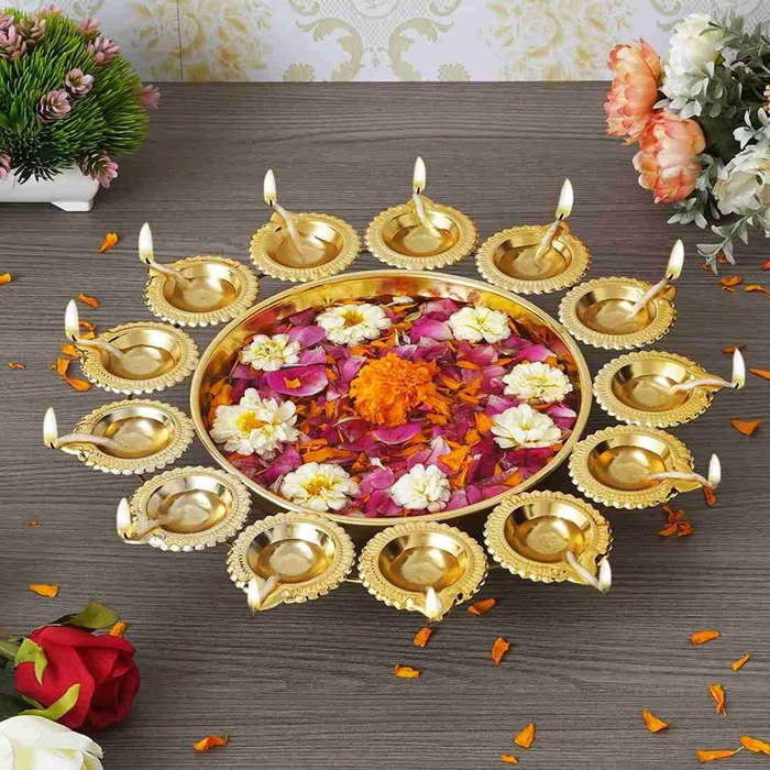 Ekum Store Diwali Decorative Diya Urli  - for home and office decor (in 3 sizes); Metal Art