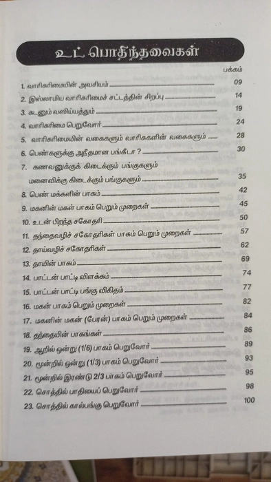 Islamiya Varisurimai Sattangal Saji